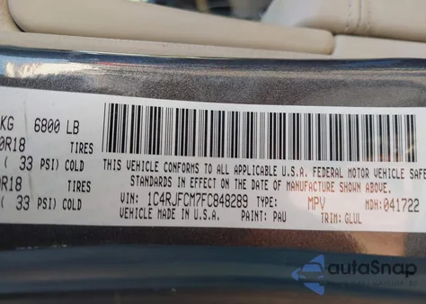 2015 Jeep Grand Cherokee Overland from USA, damaged, VIN 1C4RJFCM7FC848289